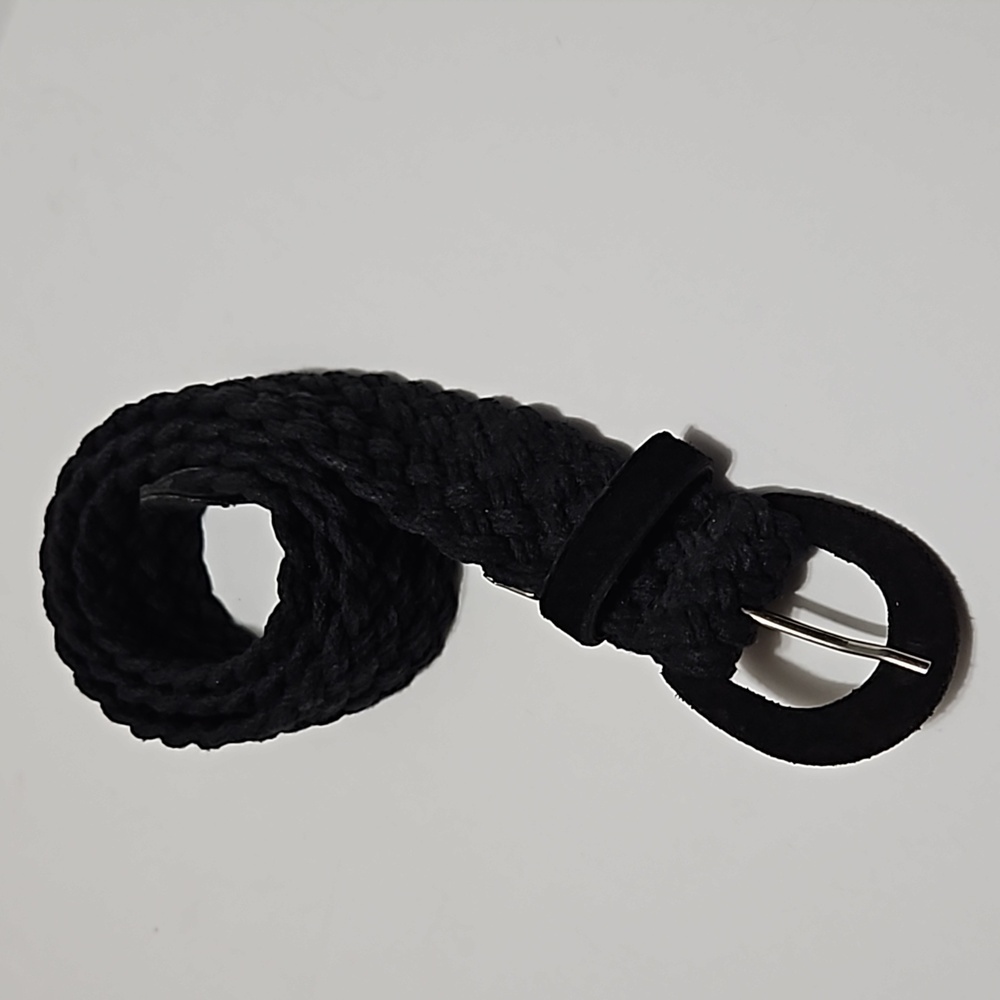 Pearl Black Braided Twist Adjustable Wide Belt Size S/M #W-818